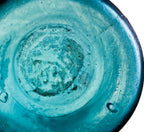 rare and intact late 1840's or early 1850's deep aqua blue porter style bottle with inverted tapered lip manufactured by joseph curtis buffum in pittsburgh, pa.