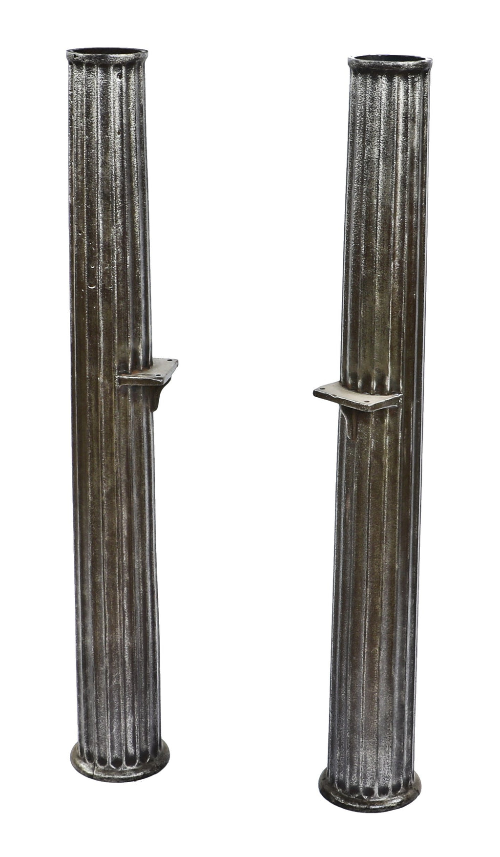 two matching antique american industrial late 19th century illinois railroad depot fairbanks platform scale cast iron fluted support columns with brushed metal finish
