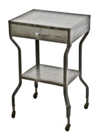 refinished c. 1920's or early 1930's american antique medical lightweight versatile hospital operating room side table with single pull-out drawer and undershelf