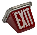 well-maintained c. 1930's depression era antique american art deco style ruby red glass double-sided interior flush mount illuminated chicago public school exit light fixture