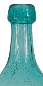 original and intact early 1850's iron-pontiled applied tapered lip antique mineral or soda water bottle manufactured for joseph kennedy in pittsburgh, pennsylvania