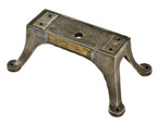 early 1920's antique american industrial refinished brushed metal cast iron four-legged "kalamazoo pumping system" machine base with intact flat foot pads