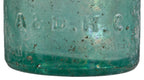 rare and intact privy dug light green teal pony style soda bottle with applied blob top manufactured for chicago bottlers august, william, and frederick lang.