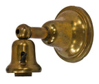 nicely aged original yellow brass c. 1915 antique american chicago bank building basement wall sconce with intact paddle switch socket and bell-shaped socket cover