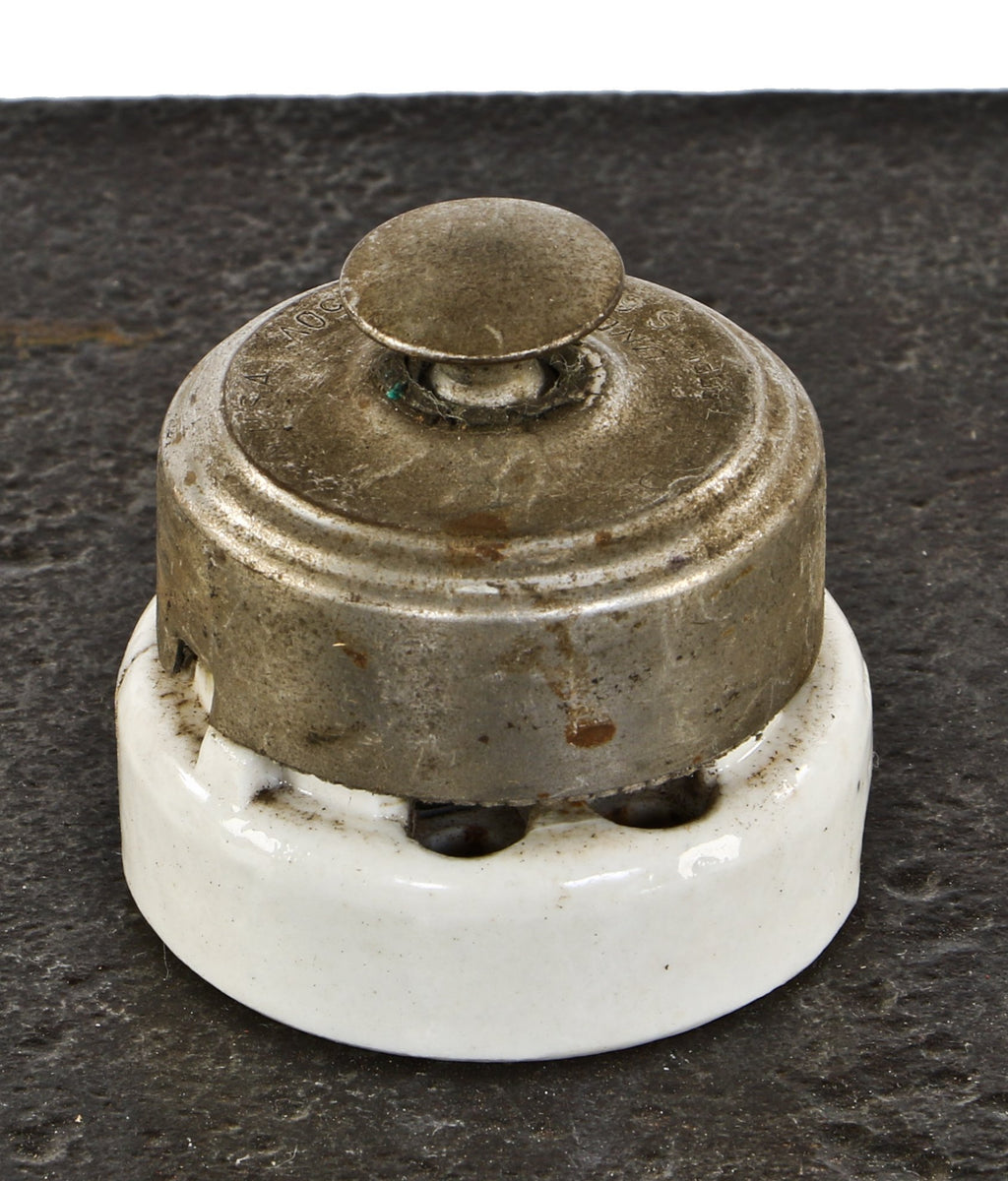 intact early twentieth century industrial electrical switch manufactured in connecticut for the perkins electric switch manufacturing company.