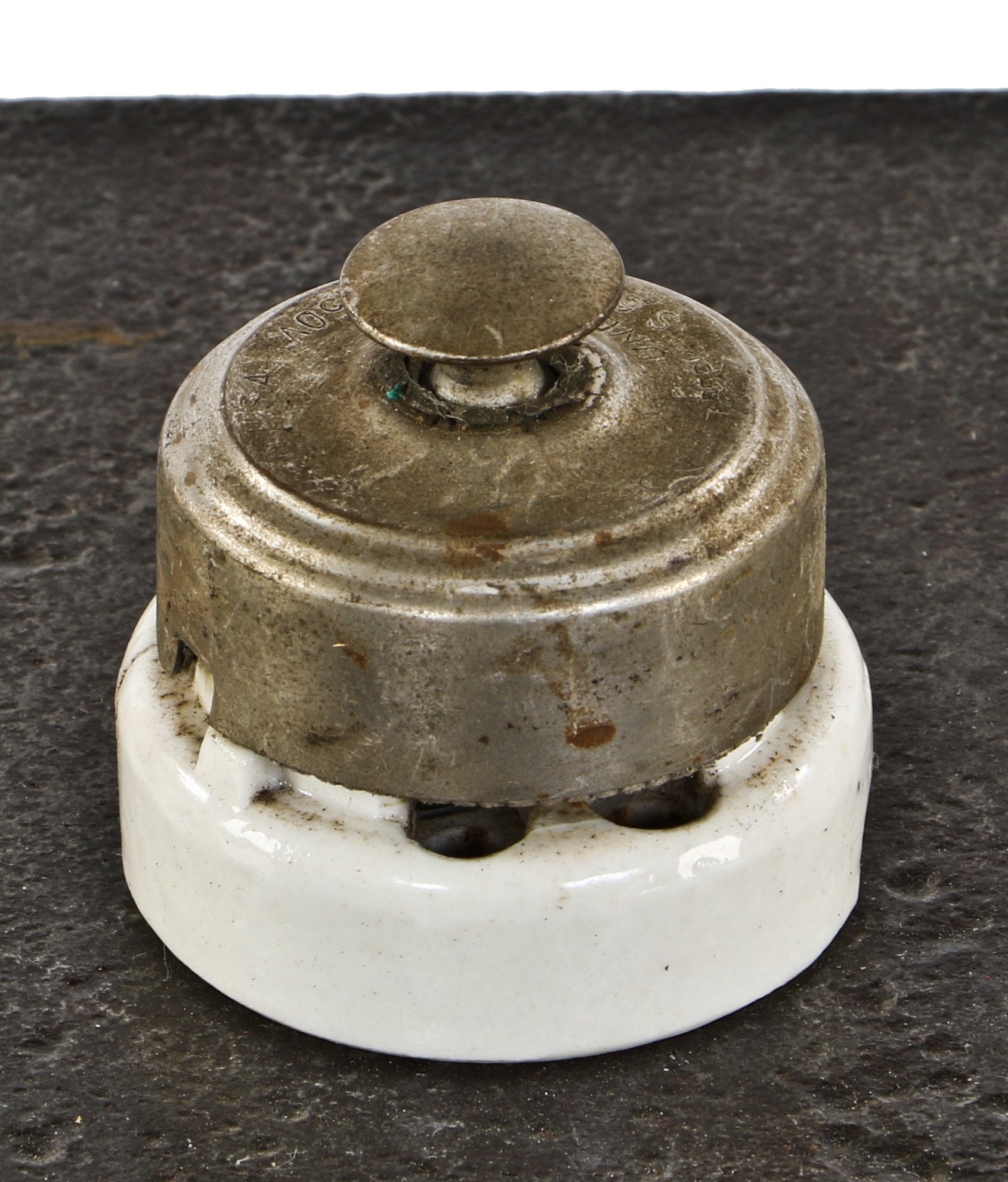 intact early twentieth century industrial electrical switch manufactured in connecticut for the perkins electric switch manufacturing company.