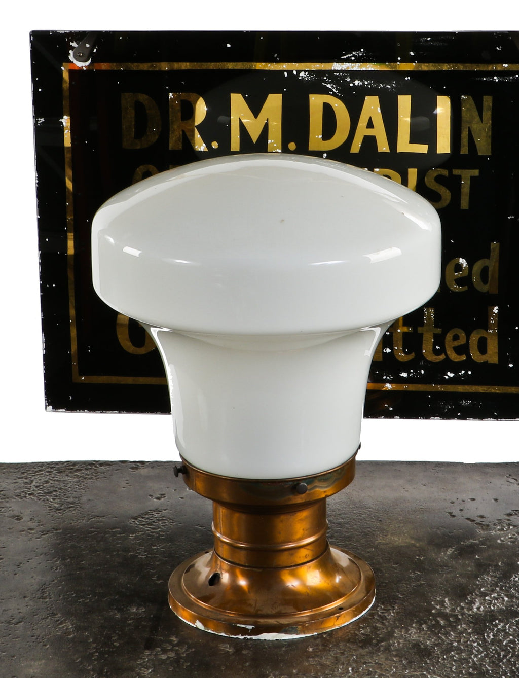 remarkably intact and all original depression era antique american oversized interior chicago commercial building pendant light with unusually-shaped white "milk glass" shade