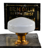 original antique american depression era intact single electric flush mount pendant light fixture with white opalescent glass schoolhouse style shade