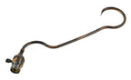 single hard to find early 20th century oxidized copper finish bent tubular brass metal faries bracket arm with the original general electric shell socket