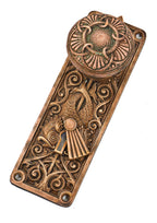 one of two matching original historically important finely executed ornametnal cast bronze christoper columbus building interior passage door hardware