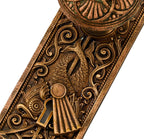 very rare and visually striking antique american venetian building interior ornamental cast bronze passage door hardware with intact swinging keyhole cover