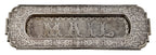 refinished c. 1880's antique american industrial victorian era ornamental cast iron oversized chicago commercial store door mail slot with brushed metal finish