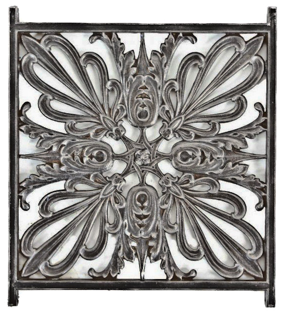 one of a few matching historically important late 19th century double-sided american ornamental cast iron chicago commercial building staircase baluster panels