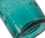 original and intact mid-nineteenth century american teal green glass henry knebel porter style soda or mineral water bottle with applied blobtop