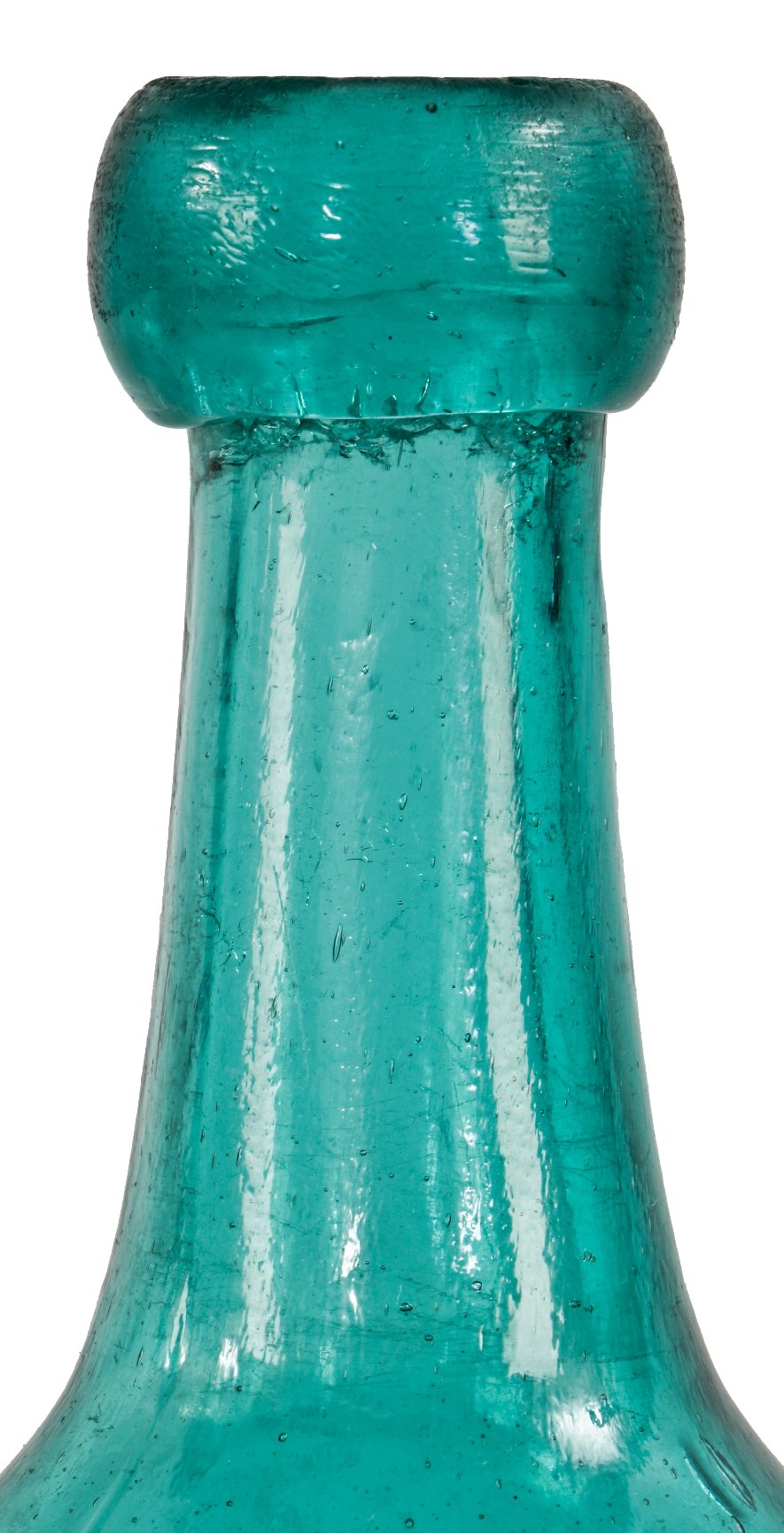 original and intact mid-nineteenth century american teal green glass henry knebel porter style soda or mineral water bottle with applied blobtop
