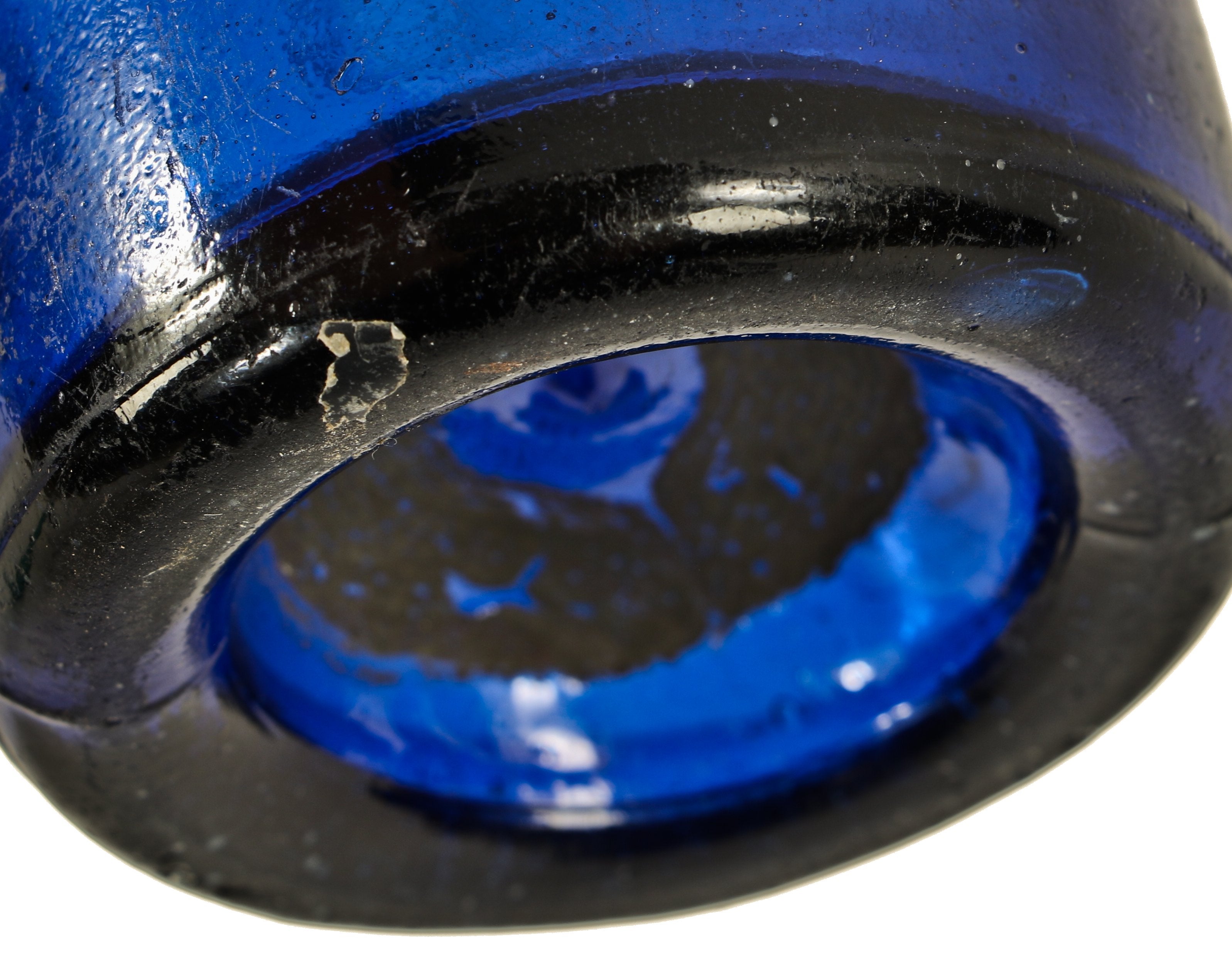 all original hard to find c. 1849-1853 dark cobalt blue iron-pontiled privy dug soda bottle manufactured for john and alexander dearborn in new york.