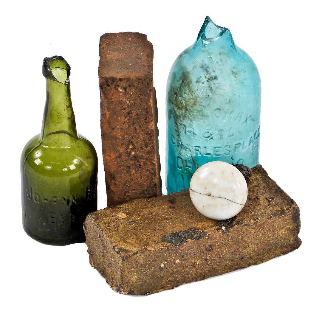 hard to find original fragment of an antique c. 1870-1872 oversized medium blue aqua quart cider bottle fabricated for chicago bottling giant john a. lomax