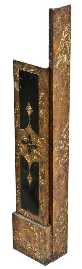 all original and completely intact 19th century american eastlake style marbleized slate interior residential fireplace mantle with richly colored polychromatic finish