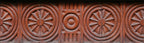 original 19th century antique american victorian era pressed red terra cotta ornamental freemont street house exterior face brick or block with "bullseye" design motif