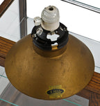 completely intact early 20th century diminutive "golden armor" enameled curtis x-ray pendant light fixture with "mercury" glass underside and socket with cord