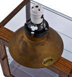 remarkably intact and all original single gold enameled curtis x-ray "model 844" diminutive pendant light fixture with fully functional ceramic socket and braided lamp cord