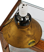 original and largely intact antique american metallic gold enameled curtis x-ray reflector with robust oversized ceramic socket and period appropriate braided cloth cord