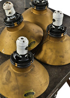 remarkably intact and all original single gold enameled curtis x-ray "model 844" diminutive pendant light fixture with fully functional ceramic socket and braided lamp cord