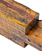 oversized circular-sawn 19th century decommissioned chicago balloon frame old growth pine wood structural sill plate beam segment with a hand-chiseled tenon