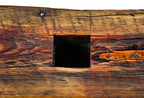 oversized circular-sawn 19th century decommissioned chicago balloon frame old growth pine wood structural sill plate beam segment with a hand-chiseled tenon