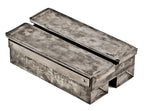 original unusual antique industrial early 20th century "federal" brand steel bank vault security rectangular boxes or multi-compartment containers with sliding top lids.