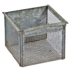 single reinforced antique american late 1930's medical research laboratory galvanized animal cage with a combination of mesh and sheet steel sides