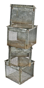intact single american industrial galvanized steel lightweight cook county hospital experimental laboratory animal cage or basket