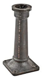 original c. 1930's american depression era single industrial cast iron pedestal style machine base with a brushed metal finish