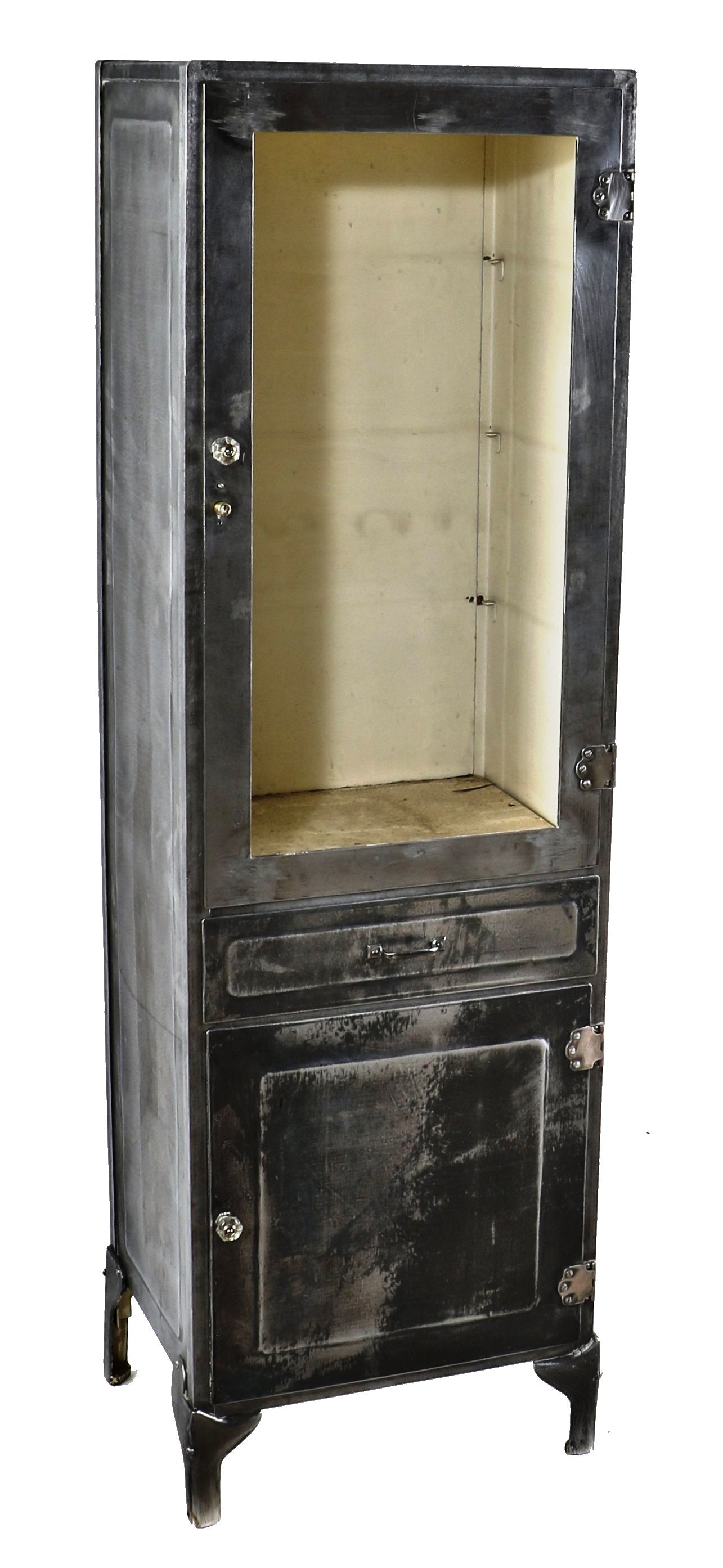 early 20th century antique american medical cold-rolled furniture sheet steel cook county hospital operating theater dressing supply and instrument cabinet