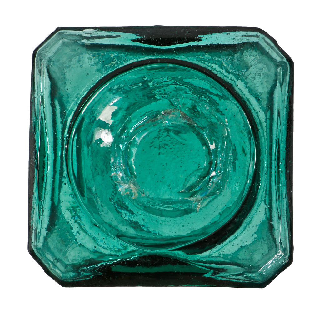 exceptional rare mid-nineteenth century oversized open-pontiled blue green glass willington cathedral pickle jar discovered in a new orleans privy pit