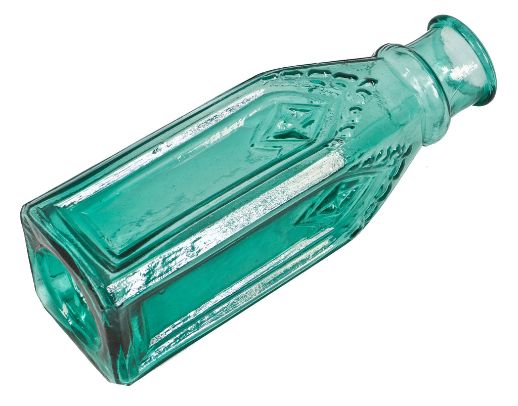 exceptional rare mid-nineteenth century oversized open-pontiled blue green glass willington cathedral pickle jar discovered in a new orleans privy pit