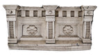 resized c. 1880's victorian era white painted exterior galvanized sheet iron cornice section  with rosettes set within recessed panels