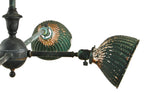 rare and highly sought after nicely aged oversized c. 1905-1910 interior chicago dry goods store 4-arm tubular brass ceiling fixture with original canopy and mica sockets