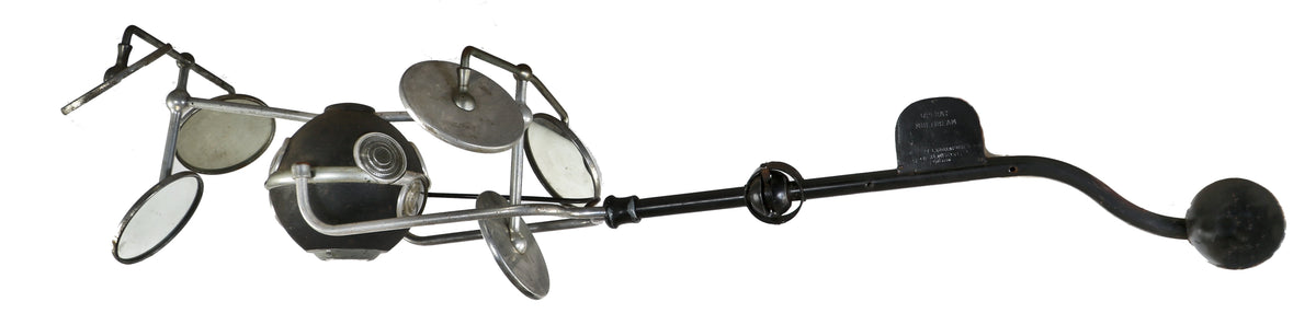 all original c. 1930's american antique medical depression era hospital operating room "operay" multibeam surgical light with centrally located orb