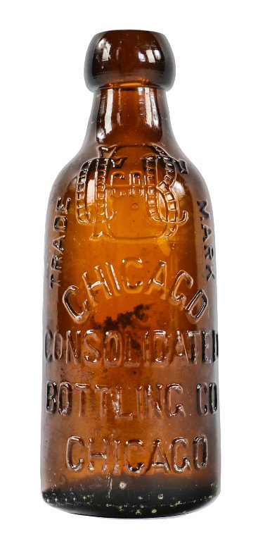 rare and unusual privy dug late nineteenth century amber blobtop soda or mineral water bottle manufactured by the lomax bottling operations' late iteration as the consolidated bottling company