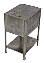 completely refinished and thoroughly cleaned c. 1940's vintage american industrial compact freestanding pressed and folded steel metal factory office filing cabinet with undershelf