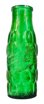 rare and intact late nineteenth century vibrant green pickle jar manufactured for glaser, kohn & company and dug from a chicago area landfill.