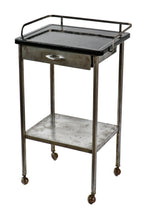 original lightweight c. 1930's american antique medical chicago hospital mobile tubular steel side table or work station with removable porcelain enameled cold-rolled steel top