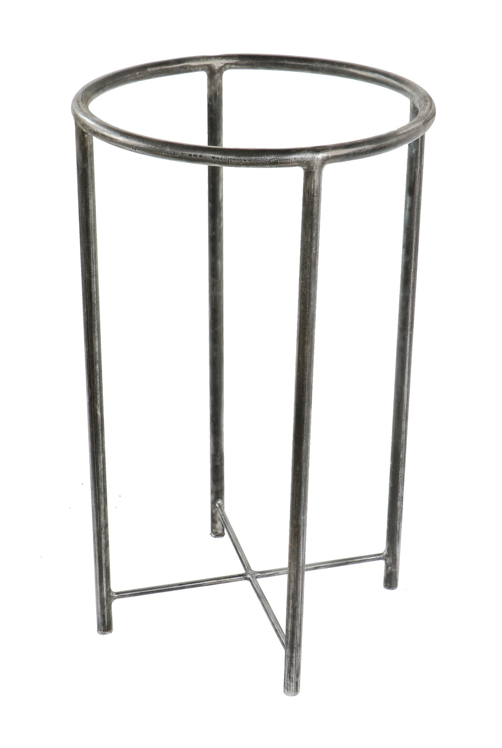 c. 1930's american medical robust all-welded joint tubular steel four-legged stationary hospital operating room trash can liner with brushed metal finish with custom tabletop