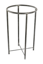c. 1930's american medical robust all-welded joint tubular steel four-legged stationary hospital operating room trash can liner with brushed metal finish with custom tabletop