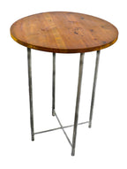 c. 1930's american medical robust all-welded joint tubular steel four-legged stationary hospital operating room trash can liner with brushed metal finish with custom tabletop