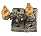 single original hard to find c. 1870's cast iron and bronze antique american ornamental cast bronze interior residential window sash lock with acorn finials