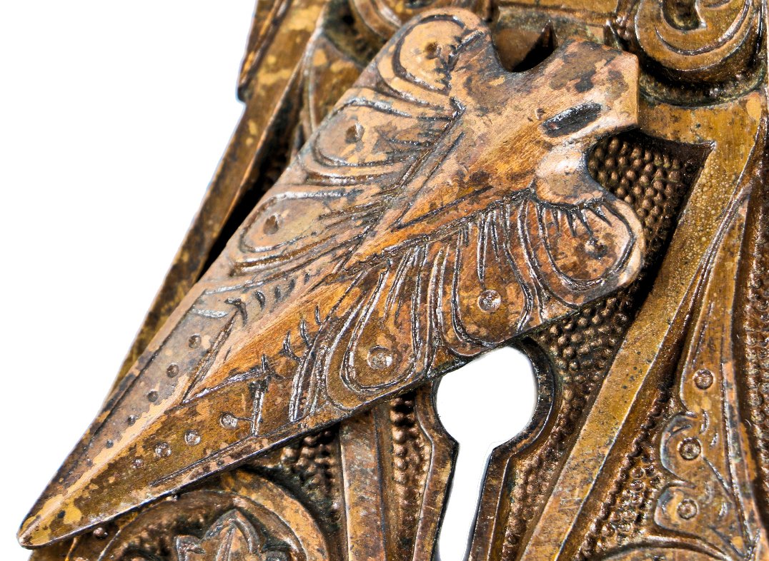 highly sought after original 19th century antique american metallic compression "real bronze" oversized residential or commercial building entrance door backplate