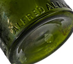 exceptional all original and intact hard to find mid 1870's-early 1880's medium olive green john lomax quart bottle discovered long ago in chicago's douglas park lagoon