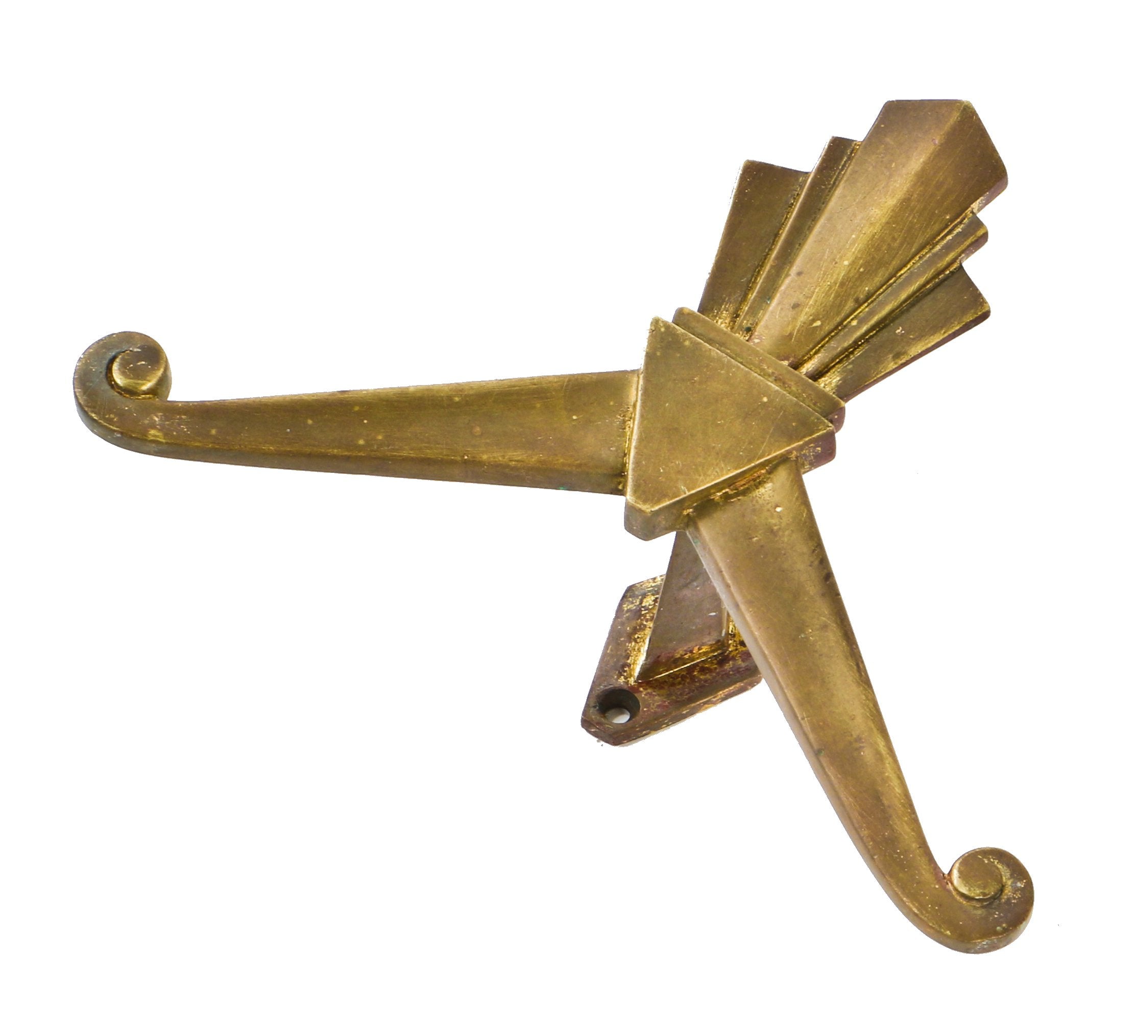 early 1920's visually striking american art deco denver zephyr private or sleeping railroad car oversized coat or garment hook comprised of cast bronze